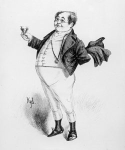 XJF391500 Mr. Pickwick, a character from 'The Pickwick Papers' by Charles Dickens (litho) by Clarke, Joseph Clayton (Kyd) (fl.1883-94); lithograph; Private Collection; (add. info.: 'The Posthumous Papers of the Pickwick Club'; Samuel Pickwick; Charles Dickens (1812-70)); British, out of copyright